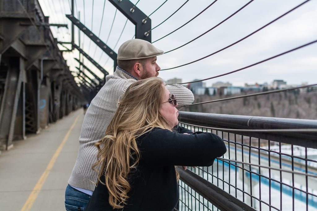 The High Level Marketing Duo looking over the High Level Bridge in Edmonton