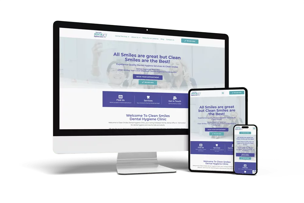website mockup of dental hygiene company