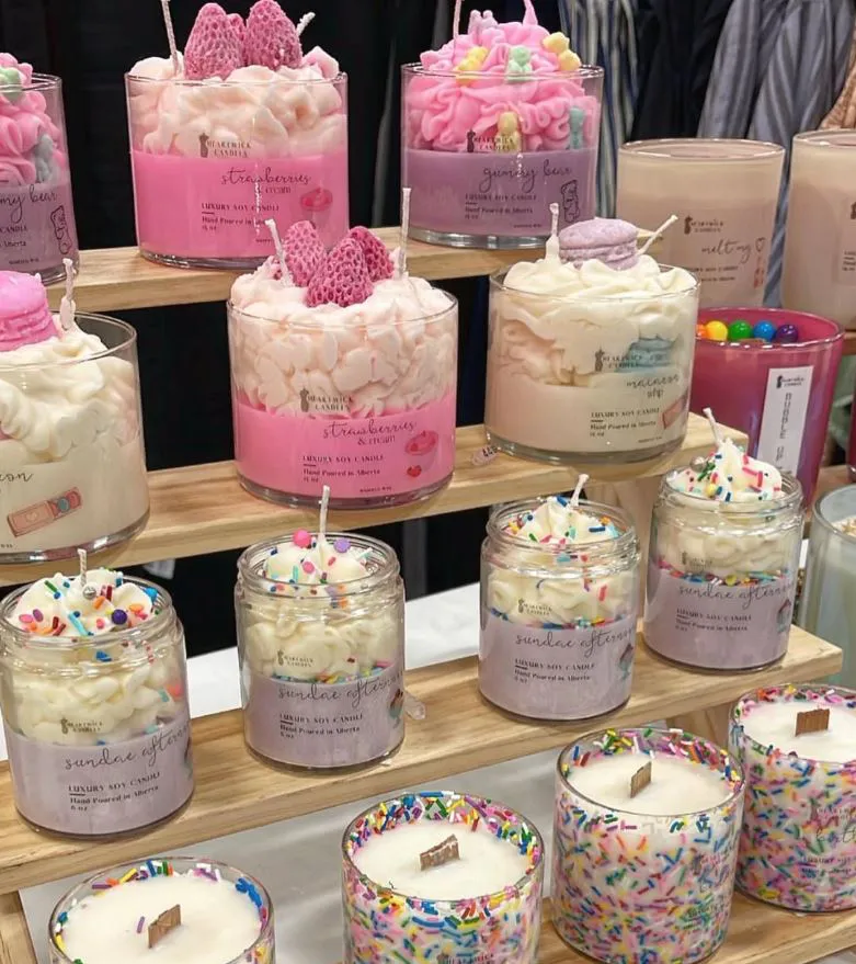 luxury candles displayed for sale
