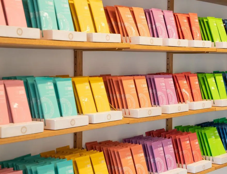 colorful display of boutique chocolates packaged for sale