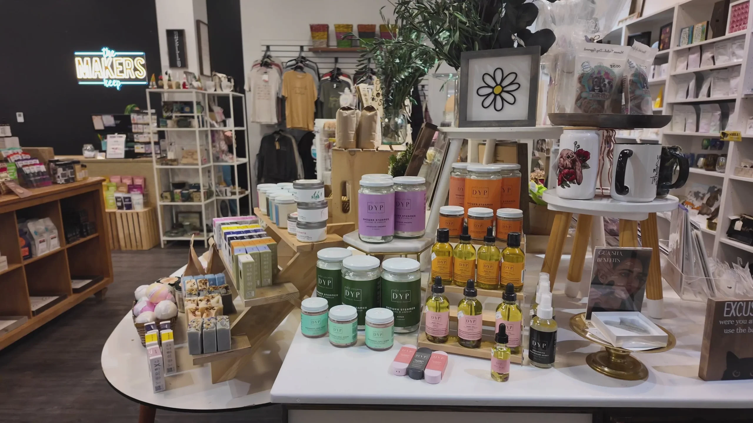product display of local items at Makers Keep in Edmonton