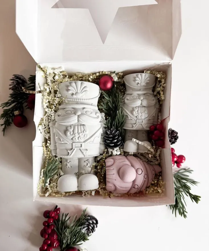 cement christmas gnome decor in cute gift box